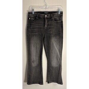 LIVERPOOL Los Angeles The Crop Flare Jeans Women 27/4 Black Stretch Dark Denim